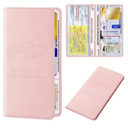 Premium Faux Leather Car Document Holder – Stylish Organizer for Men & Women, Stores Insurance, Registration & Manuals