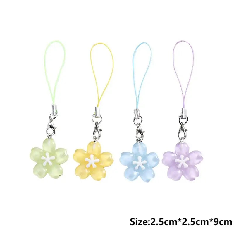 Colorful Resin Flower Phone Chain - Fresh Cute Transparent Key Pendant Bag Charm Accessory for Women & Best Friends