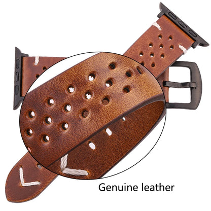 Genuine Leather Apple Watch Strap – Compatible with Series 7, 6, 5, 4, SE (40mm–49mm) for Men & Women