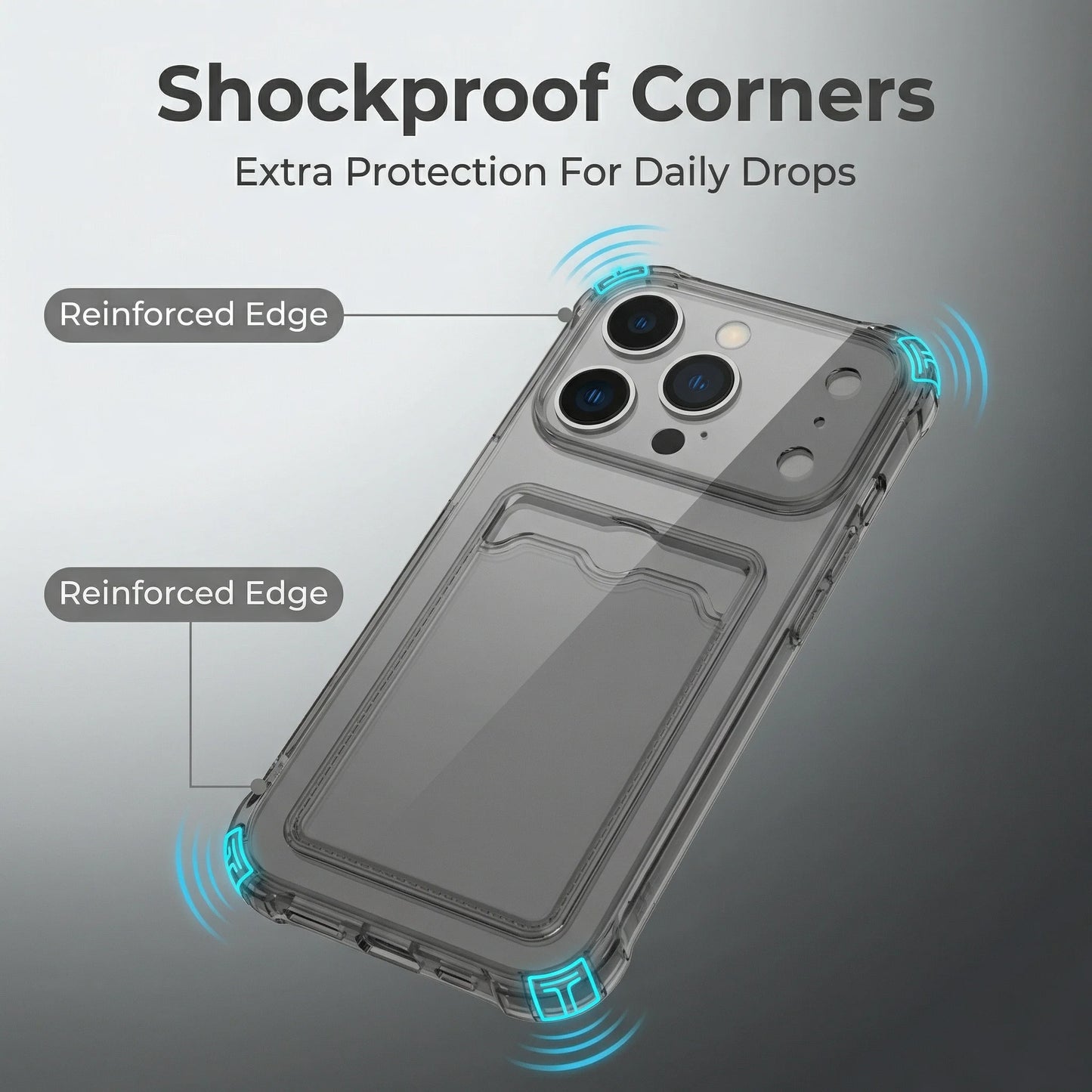 Transparent Silicone Card Slot Case - Protective iPhone Cover with Built-In Wallet Holder for iPhone 6-17 Series