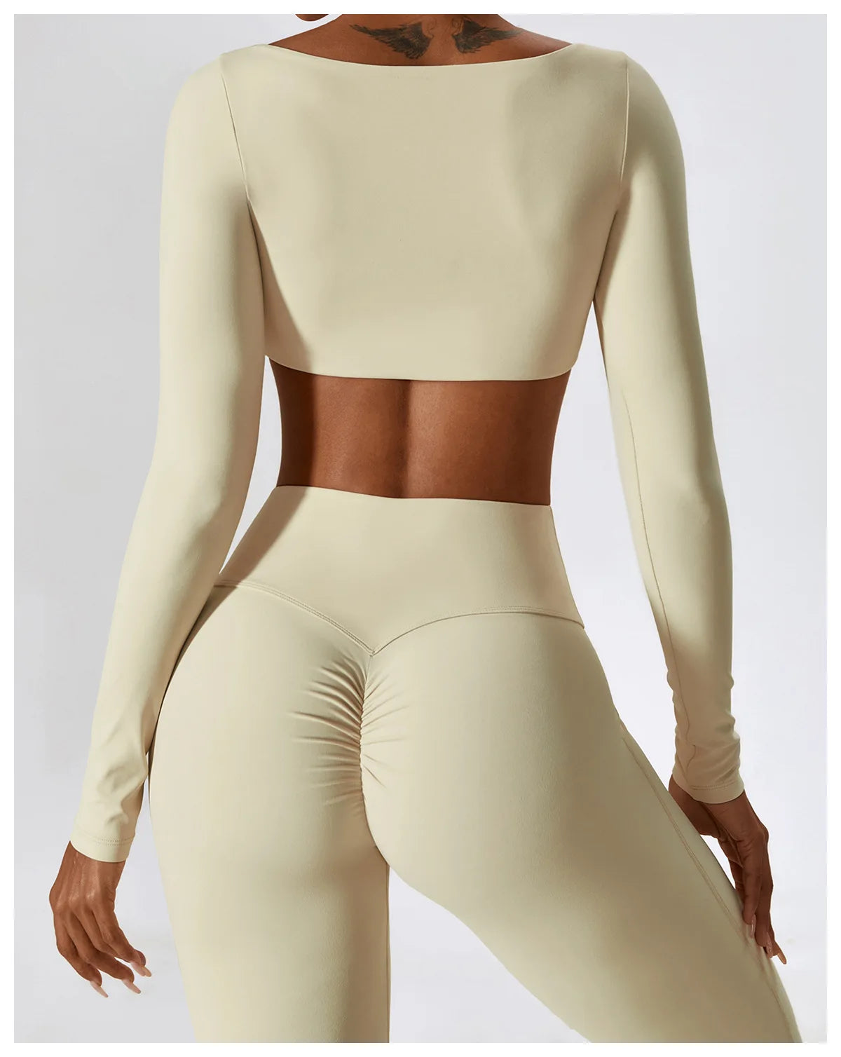 2PCS Seamless Women’s Yoga Set – Long Sleeve Crop Top & Leggings Workout Outfit, Athletic Gym Sportswear