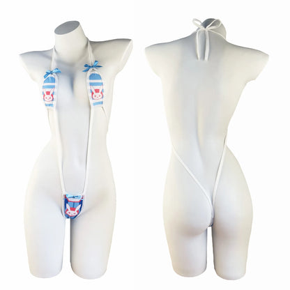 Backless Strappy Bandage Lingerie Set – One-Piece Bikini Costume for Women, Sexy Pajamas & Cosplay Uniform