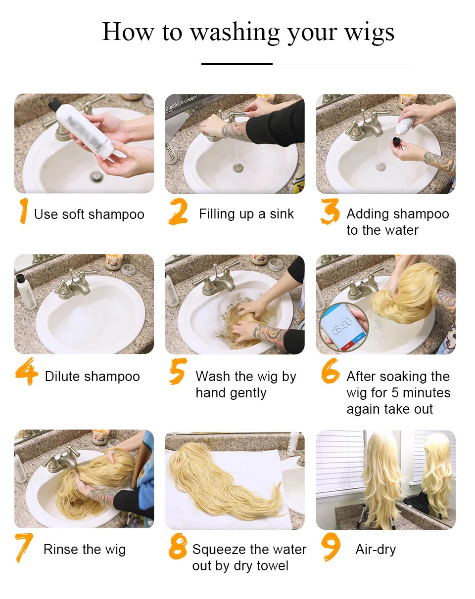 Long Orange Water Wave Wig for Women — Synthetic Wavy Hair with Bangs, Heat-Resistant for Cosplay & Party
