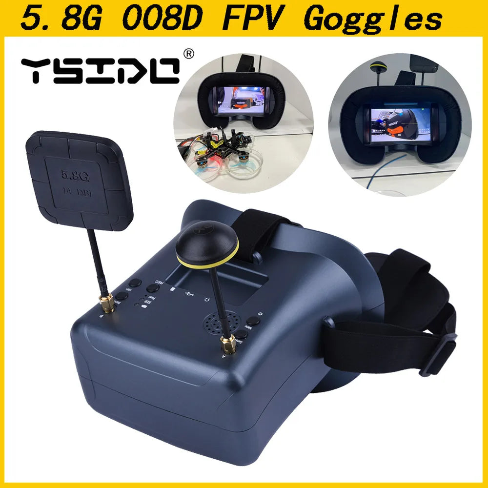 008D 5.8G 40CH 4.3" HD FPV Goggles with DVR & Battery – Diversity Video Headset for RC Drone EV800D