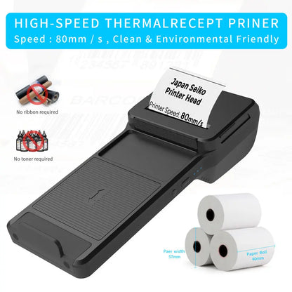 58mm Thermal Printer & 2D Bluetooth Scanner - 2-in-1 Mobile Back Clip with 7.4V 3000mAh Battery