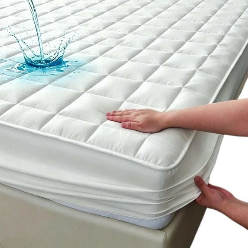 Quilted Waterproof Mattress Protector - Breathable Deep-Fitted Mattress Pad with Anti-Slip & Washable Cover