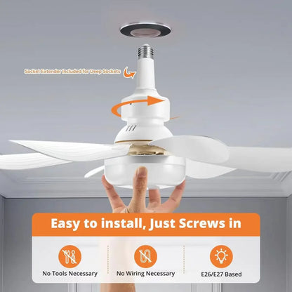 Household Detachable Fan Blades - Small Ceiling Fan with Intelligent Remote Control, Adjustable Wind & Light for Bedroom and Restaurant