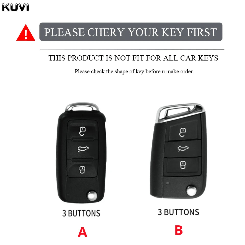Carbon Fiber ABS Car Key Cover Case for VW Volkswagen – Fits Polo, Tiguan, Passat, Golf 7, Jetta, Skoda, Kodiaq, Superb, Octavia, Seat