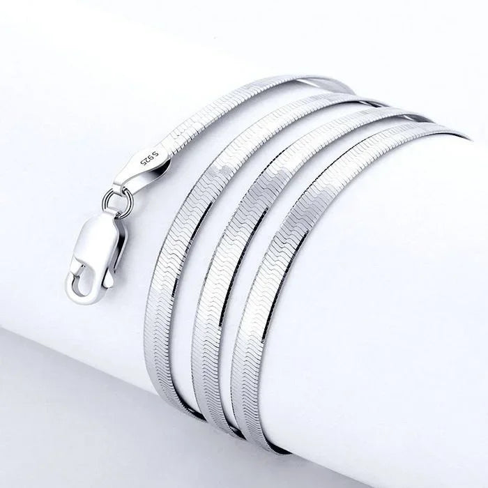 925 Sterling Silver 4MM Blade Chain Necklace – Luxury Jewelry for Men & Women, Wedding & Holiday Gift