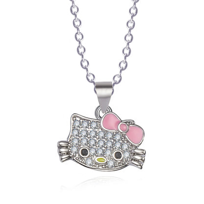 Sanrio Hello Kitty Necklace – Diamond Pendant Clavicle Chain for Girls | Birthday & Holiday Gift