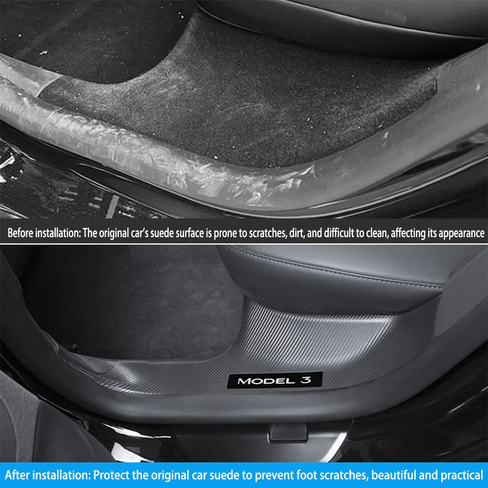 2/4/8Pcs Door Sill Protectors for Tesla Model 3 Highland 2024 – ABS Front & Rear Threshold Anti-Kick Guard Waterproof Strips