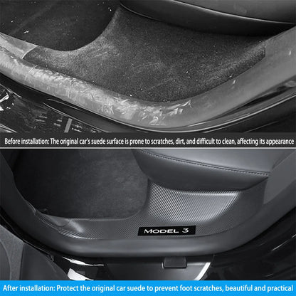 2/4/8Pcs Door Sill Protectors for Tesla Model 3 Highland 2024 – ABS Front & Rear Threshold Anti-Kick Guard Waterproof Strips