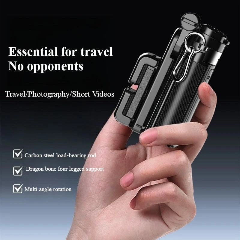 Mini Selfie Stick & Three-Corner Stand – Foldable Phone Holder with Detachable Remote for iPhone & Smartphones, Portable Travel Bracket