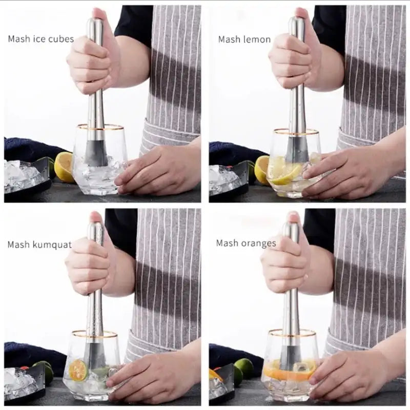 Multifunction Stainless Steel Ice Hammer - Crushed Ice, Popsicle Sticks, and Cocktail Ice Cube Crusher - Fruit Muddle Pestles Bar Tool