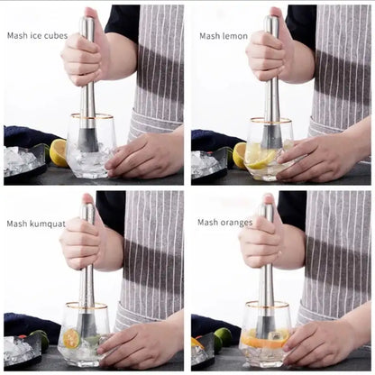 Multifunction Stainless Steel Ice Hammer - Crushed Ice, Popsicle Sticks, and Cocktail Ice Cube Crusher - Fruit Muddle Pestles Bar Tool