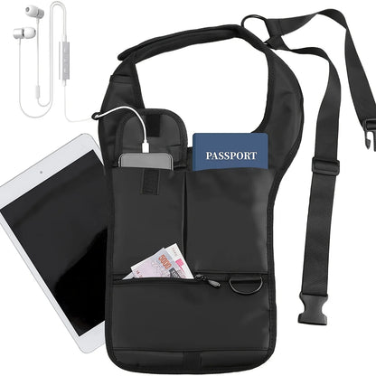 Anti-Pry Leather Underarm Organizer Bag – Men's Hidden Chest & Shoulder Wallet Tablet Card Holder