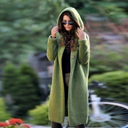 New Autumn/Winter Cashmere Cardigan – Women's Loose Long Sleeve Sweater, Solid Color Knitted & Thickened Top