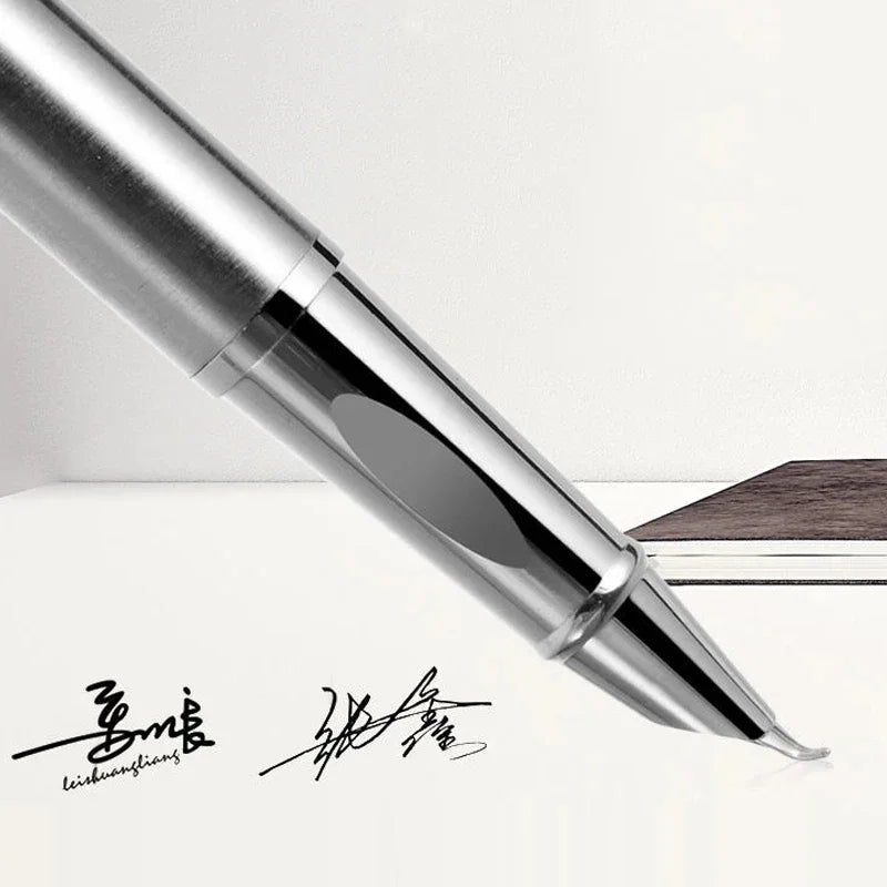 Luxury Metal Fountain Pen - Curved Nib 0.38/0.8/1.3mm Student Writing, Art, Signature & Office Stationery Pen