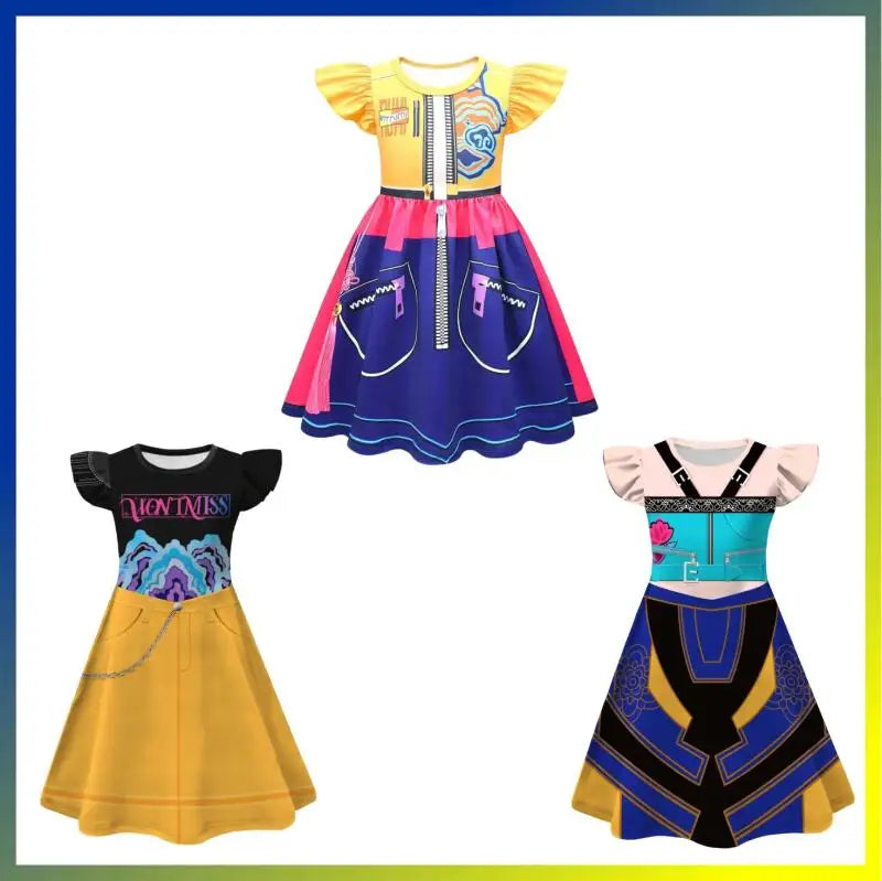 Halloween Zoey, Mira, Rumi Cosplay Costume – Colorful Demon Hunters Flying Sleeve Dress for Girls, Movie K-Pop Idol Role-Play