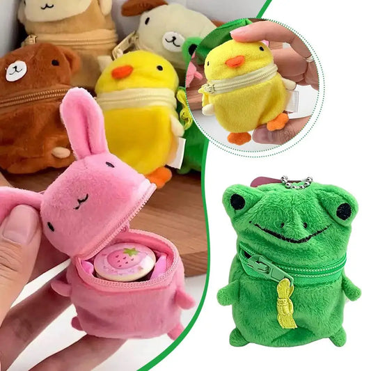 Kawaii Mini Coin Purse - Cute Rabbit & Bear Earphone Storage Keychain Bag Charm