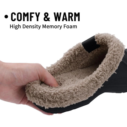 Kidmi Fur Clogs for Women and Men - Fashion Fuzzy Garden Shoes, Outdoor Waterproof House Shoes, Winter Antiskid Work Footwear