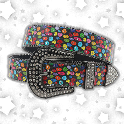 Nice Brand Three Skull Rhinestone Belt – Western Punk Hip-Hop Style for Men & Women