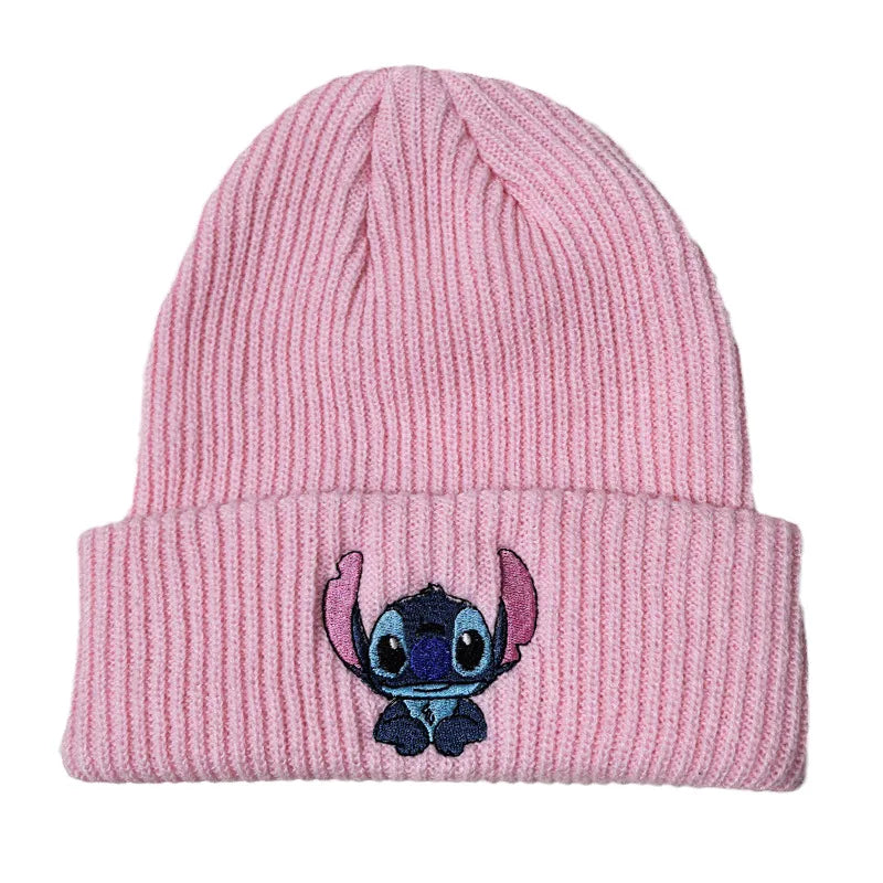 Cartoon Embroidered Knit Beanie Hat – Cute Unisex Stretchy Thermal Cap for Adults & Kids, Perfect Christmas Gift