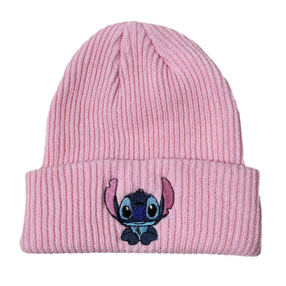 Cartoon Embroidered Knit Beanie Hat – Cute Unisex Stretchy Thermal Cap for Adults & Kids, Perfect Christmas Gift