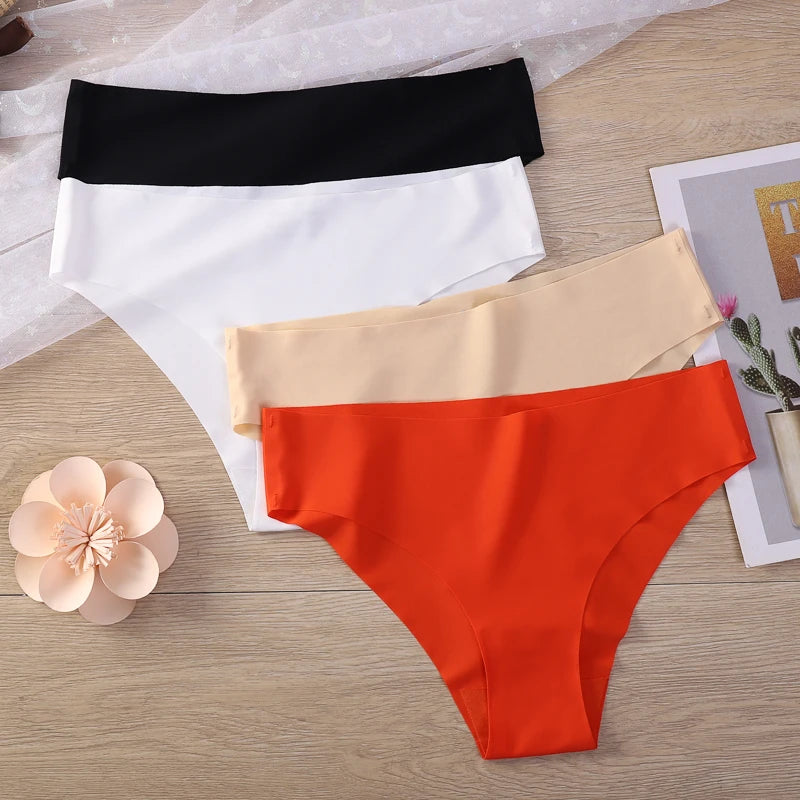 4 Pack Seamless No Show Thongs for Women – V-Waist Stretch, Breathable Sexy Underwear Panties