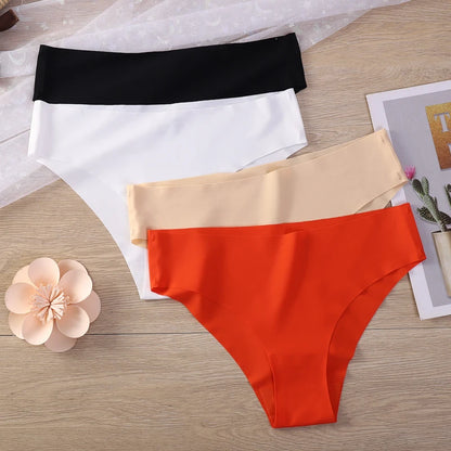 4 Pack Seamless No Show Thongs for Women – V-Waist Stretch, Breathable Sexy Underwear Panties