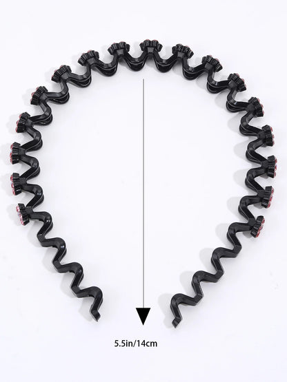 New Non-slip Rhinestone Headbands – Solid Wave Hairbands for Women & Girls, Bezel Fashion Hair Hoop, Boutique Hair Accessories