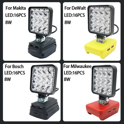 LED Spotlight for 18V Battery – Compatible with Dewalt, Milwaukee, Makita & Bosch, Outdoor Work, Fishing & Emergency Handheld Tool Lamp