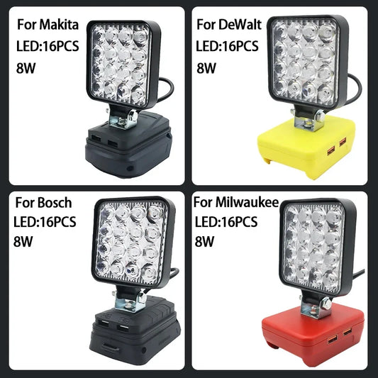 LED Spotlight for 18V Battery – Compatible with Dewalt, Milwaukee, Makita & Bosch, Outdoor Work, Fishing & Emergency Handheld Tool Lamp