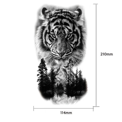 Waterproof Temporary Tattoo Sticker: Forest Lion, Tiger, Bear Flash Tattoos - Women's Leopard, Wolf, Crown Body Art, Men's Arm Fake Tatoo