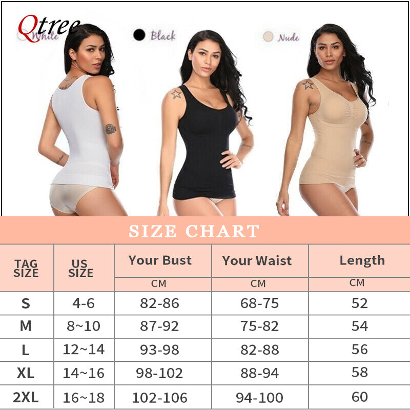 Qtree Women Tummy Control Shapewear – 2-in-1 High Elastic Stretch Vest with Padded Bra, Body Shaper, Slimming Lift Corset