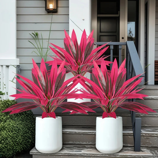 UV Resistant Artificial Tropical Plants – Outdoor Fake Boston Fern, Agave & Hosta Potted Shrubs for Patio, Porch & Garden Decor