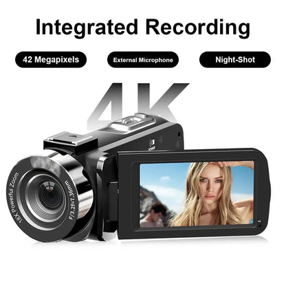 4K Digital Camera – 42MP HD with 18X Zoom & 3.0 Inch Screen | Portable Video Recorder with Flash