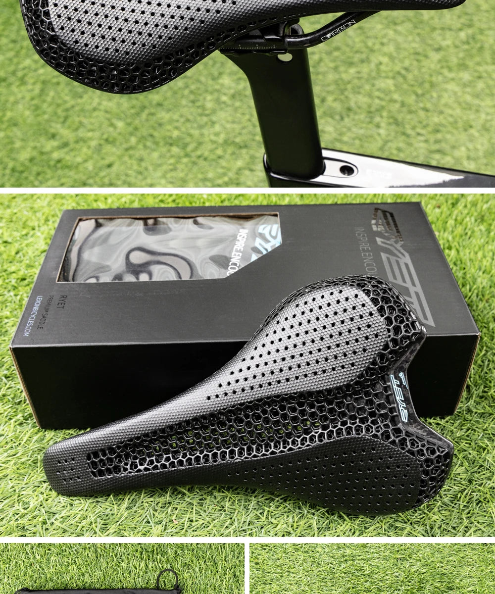 RYET Carbon 3D Printed Bike Saddle – Ultralight 175g Seat for Men & Women Road, MTB, Gravel, Triathlon Cycling