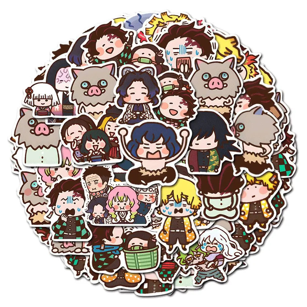 80PCS Demon Slayer Anime Stickers - Cute Nezuko Kamado Cartoon Decals for Phones, Laptops, Luggage, and DIY Crafts