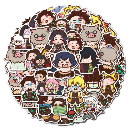 80PCS Demon Slayer Anime Stickers - Cute Nezuko Kamado Cartoon Decals for Phones, Laptops, Luggage, and DIY Crafts