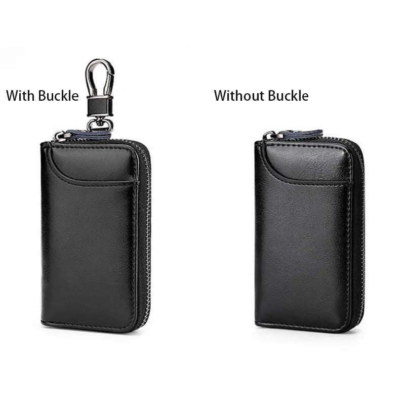 Leather Keychain Organizer for Men and Women - Key Holder Pouch and Car Key Wallet Case with Card Storage