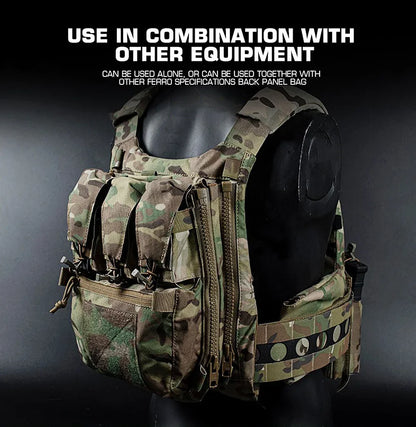 V5 FCPC Sport Vest Back Panel – Zippered Backplate with Expansion Bag & Triple Pouch for Airsoft Vest Plate Carrier Accessories