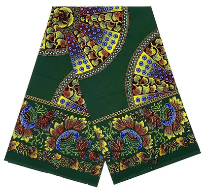 Cotton Batik Ankara Fabric - 100% African Wax Print Bronzing Golden Fabric 6 Yards for Dresses & Crafts