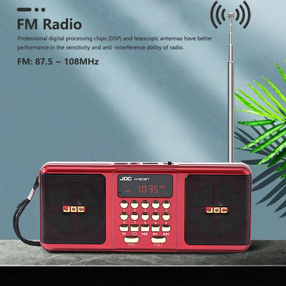 Portable Bluetooth FM Radio Speaker — Wireless Stereo with USB, TF Card & Rechargeable Battery