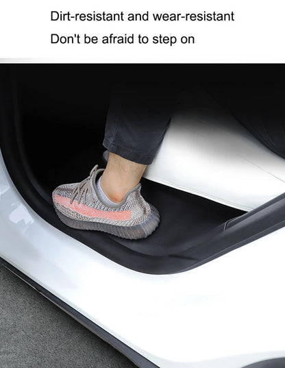 Rear Door Sill Protective Pad for Tesla Model Y – Anti-Kick Threshold Guard Cover Strip, Original Fit Accessories