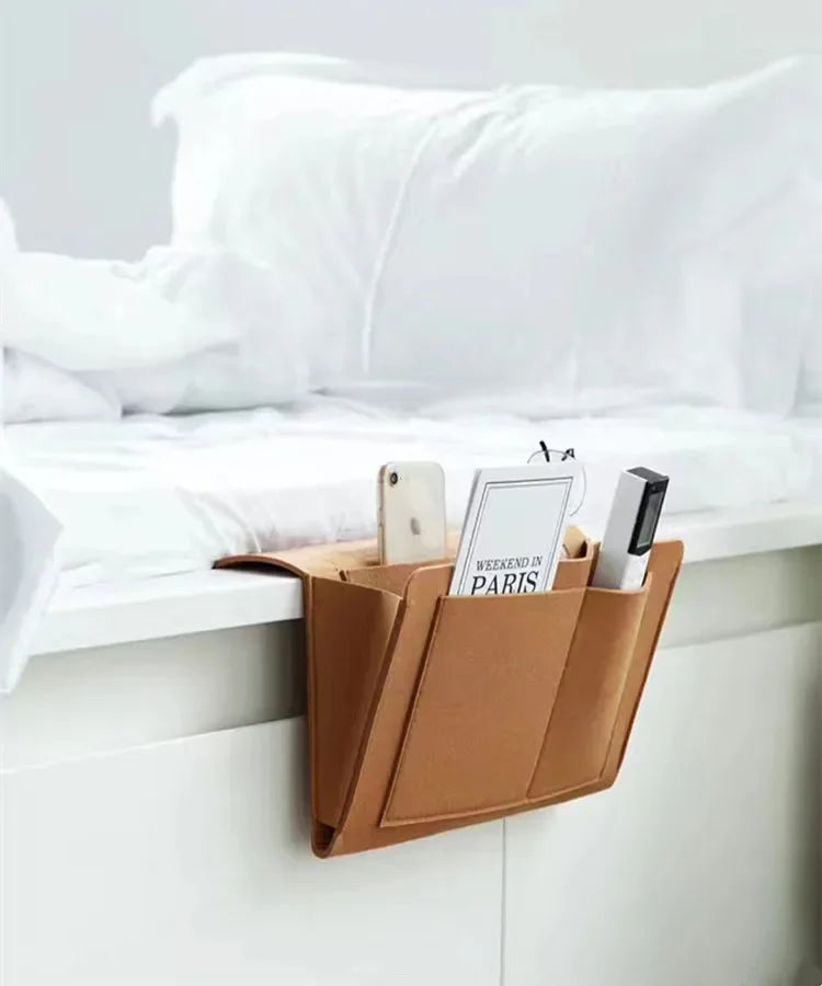 Felt Bedside Storage Organizer — Anti-Slip Hanging Pouch for Bed & Sofa