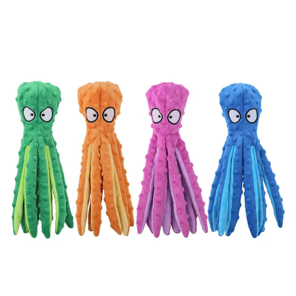 Interactive Plush Octopus Chew Toy – Voice Puzzle Toy for Cats & Dogs, Bite-Resistant & Teeth Cleaning Pet Toy
