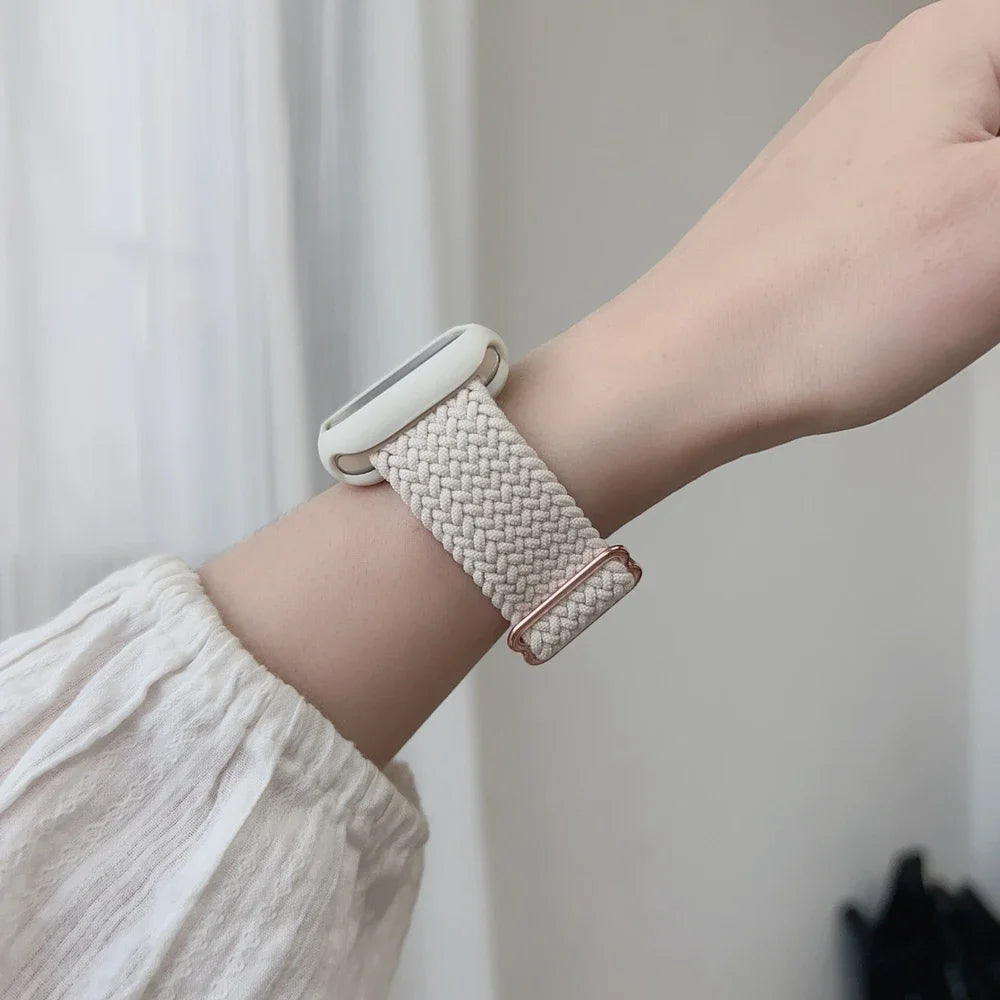 Braided Solo Loop Apple Watch Ultra Band – Elastic Nylon Adjustable Bracelet Strap for iWatch SE, Series 3–9 (38mm–49mm)