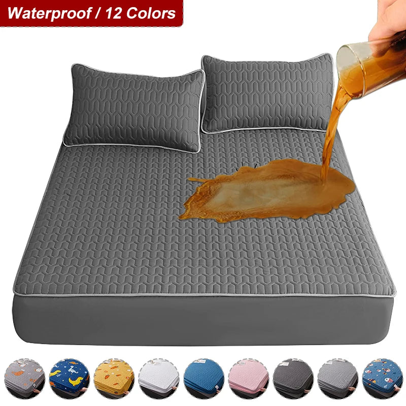 Waterproof Thick Quilted Mattress Cover — Latex Pad, Skin-Friendly Fitted Sheet Protector, 150/160/180x200cm