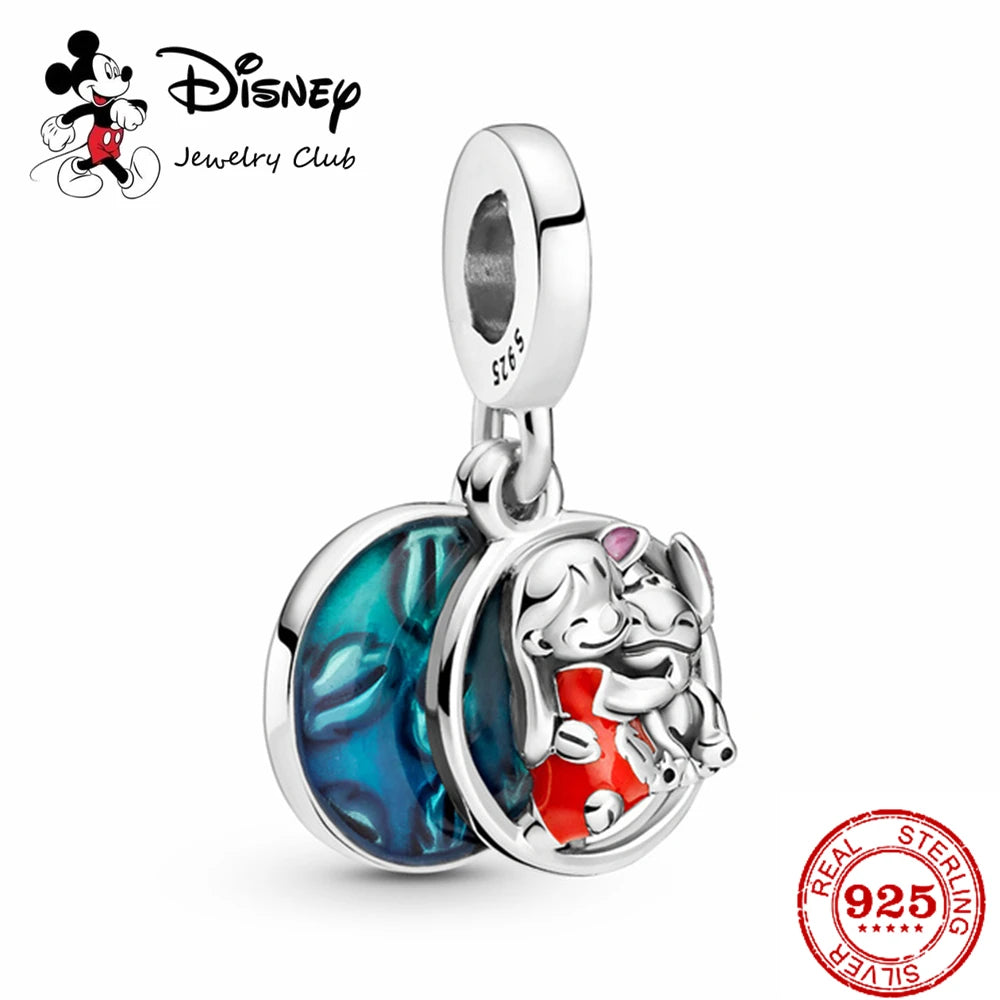 New 925 Sterling Silver Mickey Minnie Vinnie Charm – Beaded Fit for Original Pendant Bracelet, DIY Ladies Jewelry